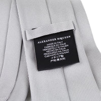 Alexander McQueen pale pearl grey tie in a woven silk designer outlet london