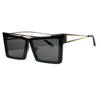 Self Portrait double bridge black gold square frame sunglasses