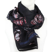 Alexander McQueen silk chiffon blend scarf A black satin and sheer chiffon stipe patterned scarf