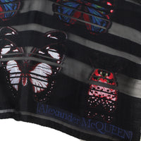 Alexander McQueen silk chiffon blend scarf A black satin and sheer chiffon stipe patterned scarf