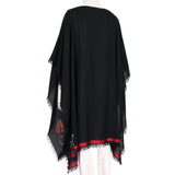 Alexander McQueen black wool blend cape Butterfly, flower and sword embroidery detailing