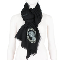 Alexander McQueen black cape with boat neckline Insect and memento mori embroidery detailing