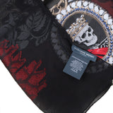 Alexander McQueen sheer silk chiffon scarf Intricate embroidery with skeleton, rose, chain and shell detailing 