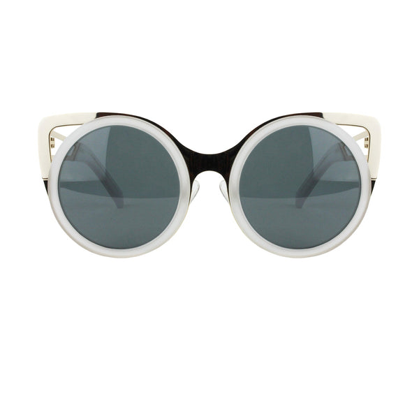 Erdem round lens cat eye sunglasses in pale grey and gold