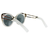 Erdem round lens cat eye sunglasses in pale grey and gold