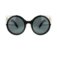 Erdem black round frame cats eye sunglasses gold