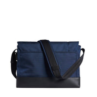 Dunhill Radial Flap Messenger Bag navy blue canvas black leather