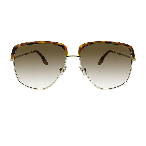 Victoria Beckham pale gold tone aviator sunglasses with tortoiseshell detailing and gradient brown tone lenses