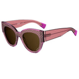 Missoni fabric encased sunglasses in a pink and amber tone