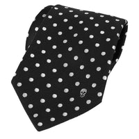 Black and white polka dot patterned silk tie Alexander McQueen