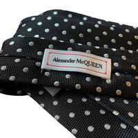 Black and white polka dot patterned silk tie Alexander McQueen