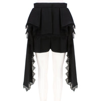 Alexander McQueen black lace trimmed shorts with draped side