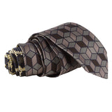 Dries Van Noten tie in a luxurious isometric cube jacquard fabric Contrasting leopard jacquard pattern to end of tie in grey, yellow and off white Khaki green twill stripe to end of tie