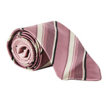 Dries Van Noten regimental stripe patterned tie in silk Contrasting monochrome Art Deco pattern to narrow end of tie