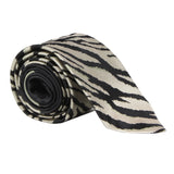 Dries Van Noten tie in a zebra jacquard pattern Monochrome zebra pattern to narrow part of tie with contrasting pale sage twill stripe