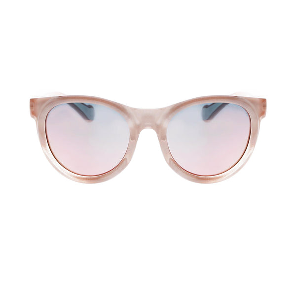 Moncler sunglasses in a candy pink frame Moncler logo to arms Category 3 grey tone pink mirrored lenses Padded white temple tips Comes with Moncler soft case