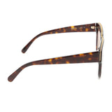 Stella McCartney D-frame sunglasses in a brown tone tortoiseshell Signature Falabella chain inlay to the rim