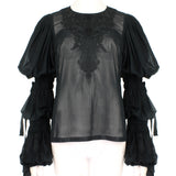 Dries Van Noten fine sheer cotton top with intricate embroidery detailing
