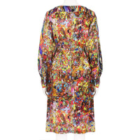 Dries Van Noten multicoloured marbled patterned dress in silk satin