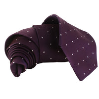 Paul Smith silk tie in a woven plum purple tone and white dot pattern