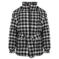 Perfect Moment star gingham ski jacket in black, grey and white tones