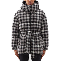 Perfect Moment star gingham ski jacket in black, grey and white tones