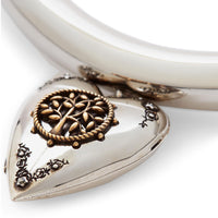 Alexander McQueen silver tone choker with heart locket pendant