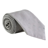 Dries Van Noten pale grey and shimmering silver dot patterned tie