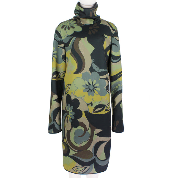 Dries Van Noten retro floral patterned funnel neck dress