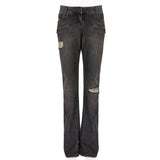 Balmain distressed bootcut jeans in grey denim