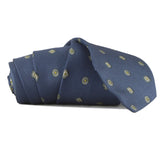 Dunhill mulberry silk tie with a cufflink pattern grey blue