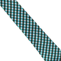 Dunhill check patterned tie blue turquoise black white silk