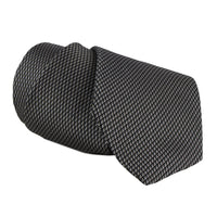 Dunhill luxurious mulberry silk tie in a small engine turn pattern black grey