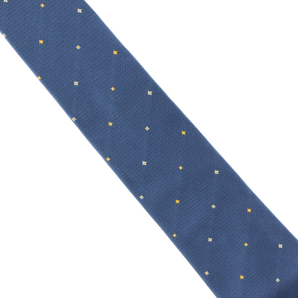 Dunhill neats patterned tie in a woven silk steel blue