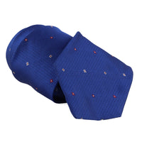 Dunhill neats patterned tie in a woven silk cobalt blue