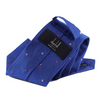 Dunhill neats patterned tie in a woven silk cobalt blue