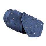 Dunhill neats patterned tie in a woven silk steel blue