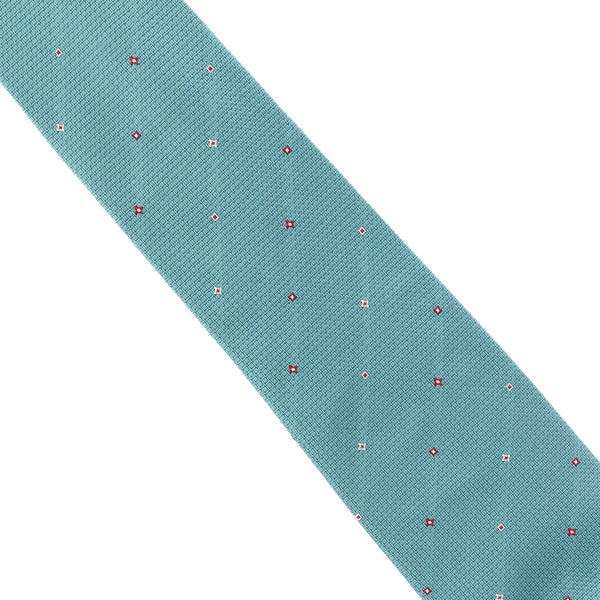 Dunhill neats patterned tie in a woven silk bluish green