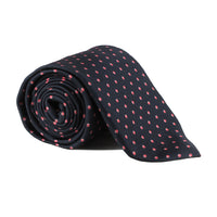 Dunhill keyhole printed mulberry silk tie navy blue pink