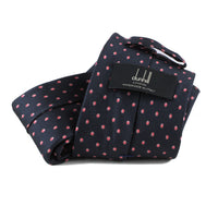 Dunhill keyhole printed mulberry silk tie navy blue pink