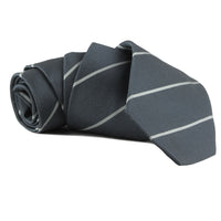 Dunhill regimental stripe patterned tie in a luxurious silk and cotton blend grey