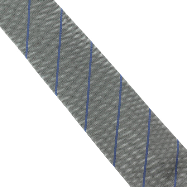 Dunhill luxuriously thick tie in a striped pattern twill silk tie slate grey blue