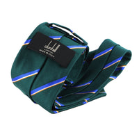 Dunhill twill siłk and cotton blend tie in a regimental stripe pattern