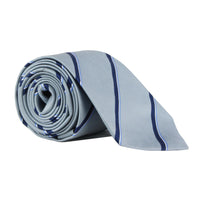 Dunhill luxurious silk tie in a twill striped pattern pale blue navy