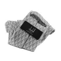 Dunhill luxurious woven twill silk tie in an engine turn patterns soft grey