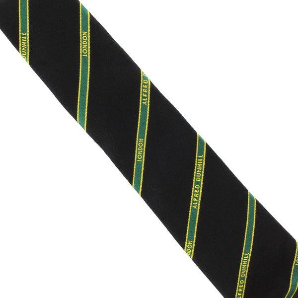 Dunhill selvedge repeat tie in a luxurious soft wool fabric Striped logo repeat pattern