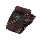 Dunhill selvedge repeat tie in a twill mulberry silk  fabric Striped logo repeat pattern
