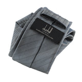 Dunhill mulberry silk tie in a monochrome herringbone and pinstripe pattern Change of scale to pinstripe patterning mid grey