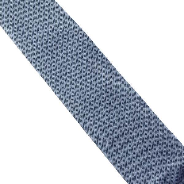Dunhill monochrome herringbone patterned silk tie slate blue