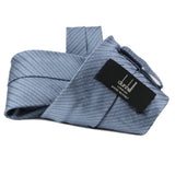 Dunhill monochrome herringbone patterned silk tie slate blue